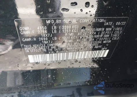 2023 Subaru Outback Onyx Edition z USA, uszkodzony, nr VIN 4S4BTALC0P3119585